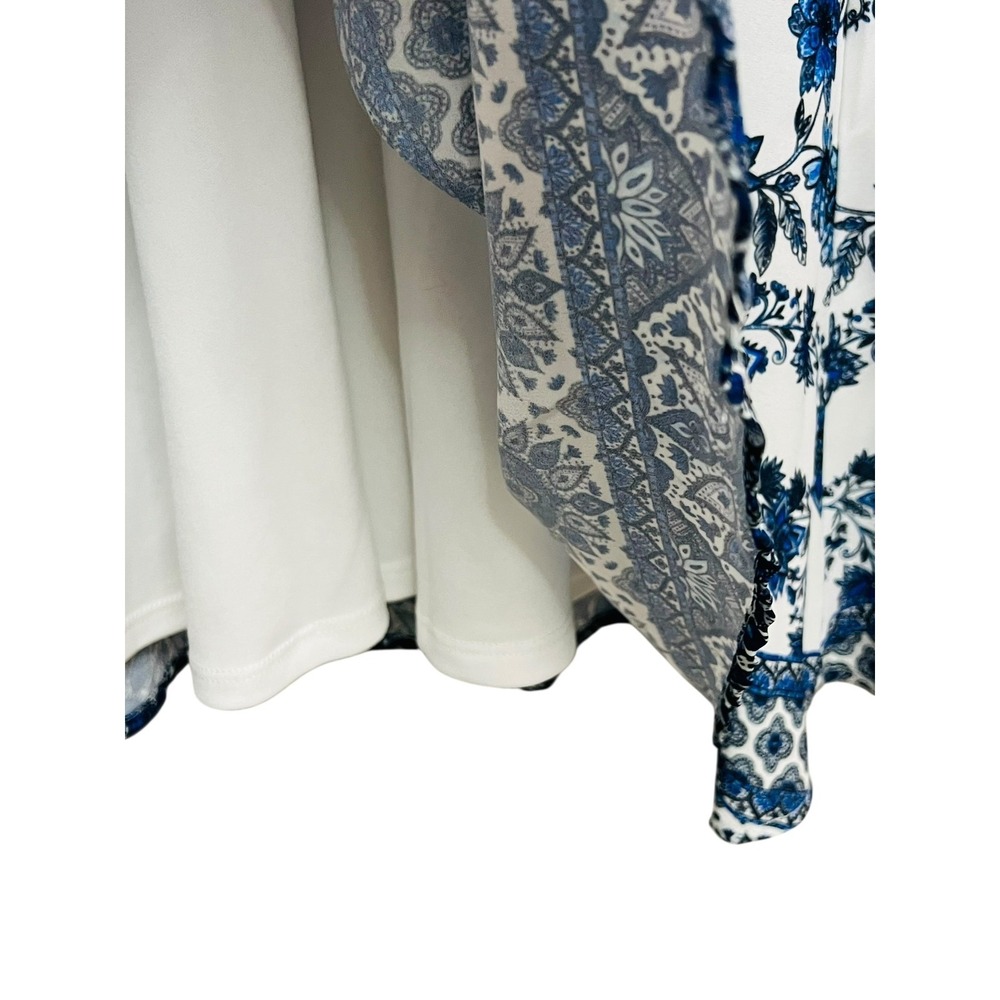 Show Me Your Mumu Dress Womens Medium White Blue Floral Lace Up Flutter Sleeve - Picture 7 of 9